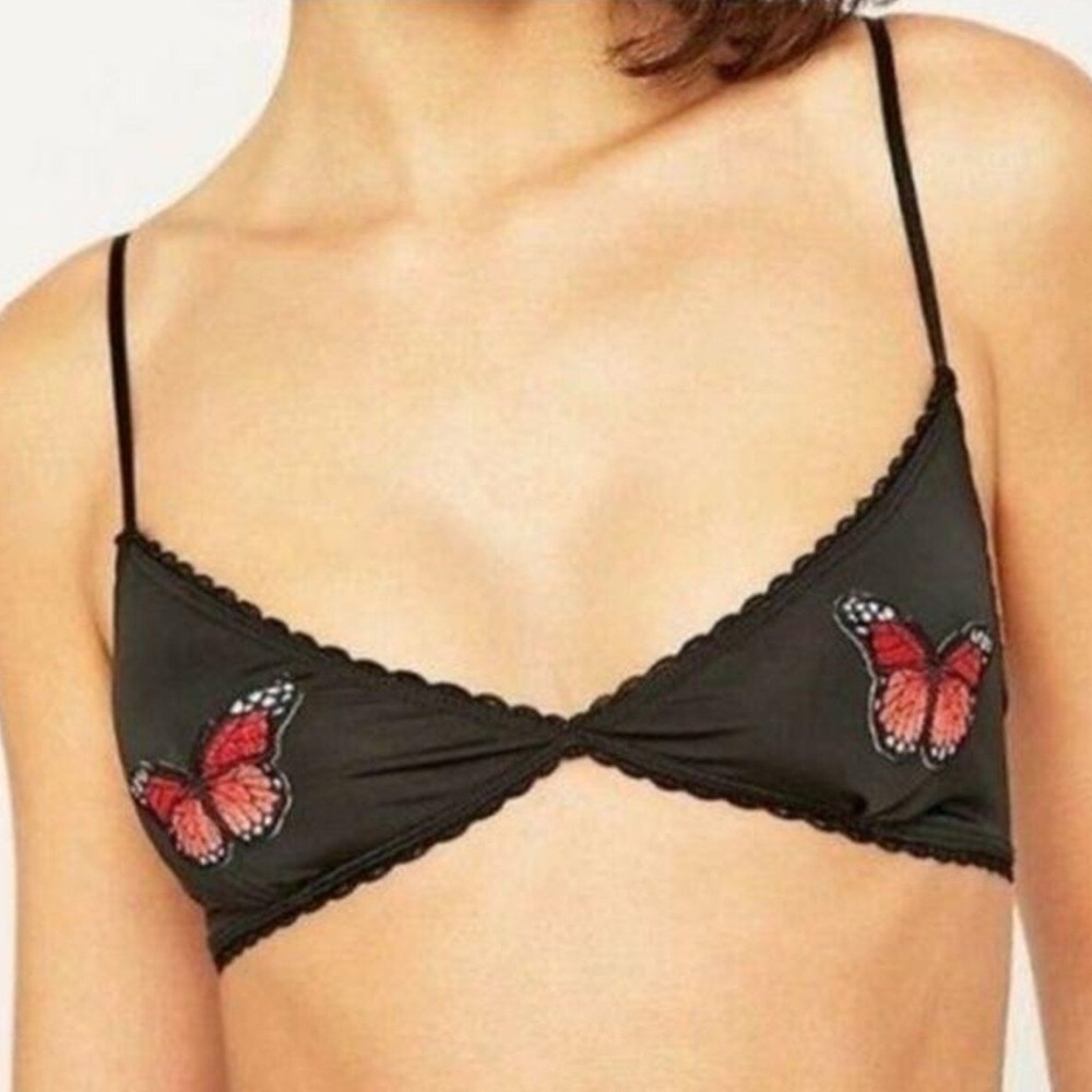 Urban Outfitters Black Butterfly Bralette